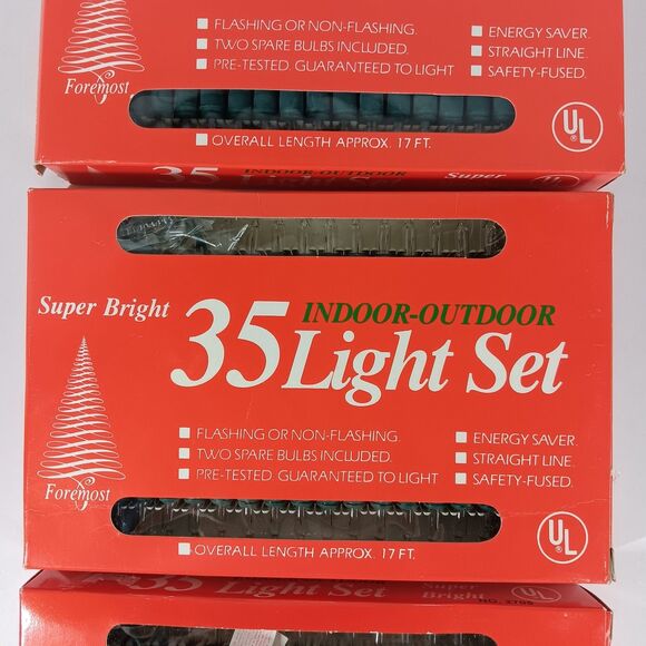 Foremost 35 Christamas String Light Set Indoor Out Lot NOS Holiday Decorations - Picture 3 of 8